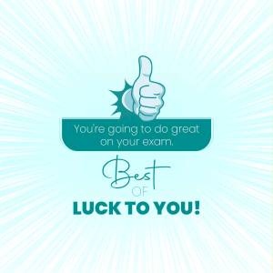 Image of a hand giving a thumbs up with a motivational message for an exam.