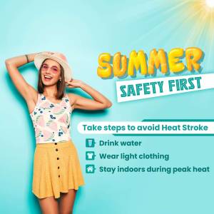 Woman in summer outfit promoting heat safety