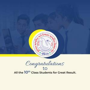 Image congratulating 10th class students on their results with a government emblem.