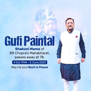 Portrait of Gufi Paintal, known for his role as Shakuni in Mahabharat