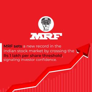MRF stock price crossing ₹1 lakh, indicating investor confidence in the Indian stock market.
