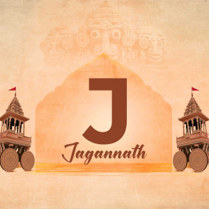 Letter J with Jagannath Temple background