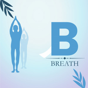 Silhouette of a person in a yoga pose with the letter B and the word 'Breath'.