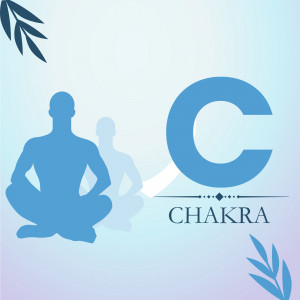 Silhouette of a person meditating with the letter 'C' and the word 'Chakra'