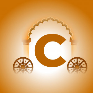 Letter C with Indian architectural elements