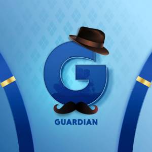A stylized logo featuring the letter 'G' with a hat and mustache, representing the brand 'Guardian'.