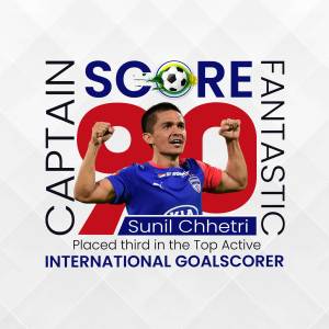 Sunil Chhetri celebrating, ranked third in top active international goalscorers