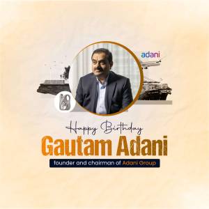 Portrait of Gautam Adani with birthday wishes