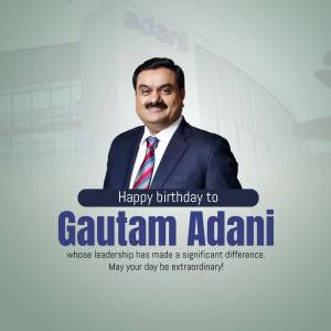 Portrait of Gautam Adani with a birthday greeting