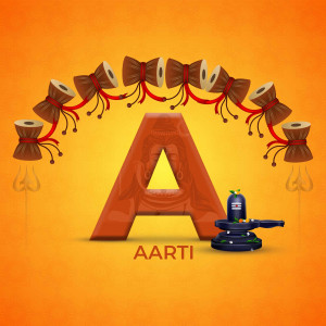 Letter 'A' with Shivling and Damru decorations for Aarti