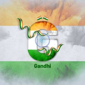 Indian flag with the letter 'G' and a portrait of Mahatma Gandhi