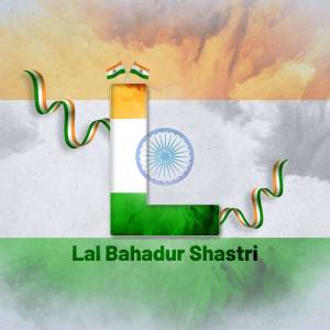 Image depicting the letter 'L' with the Indian flag and a tribute to Lal Bahadur Shastri