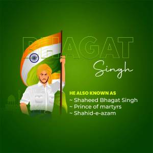 Illustration of Shaheed Bhagat Singh with the Indian Flag