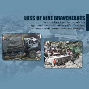 Image depicting a tragic road accident involving Indian soldiers in Ladakh.