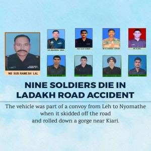 Image depicting nine soldiers who died in a road accident in Ladakh.