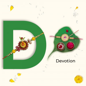 Letter D decorated with Rakhi and traditional elements for Raksha Bandhan