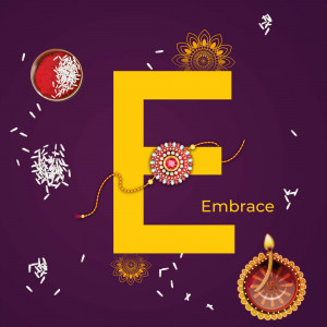 Letter E decorated with Rakhi and festive elements