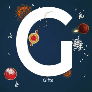 Letter G decorated with Raksha Bandhan elements