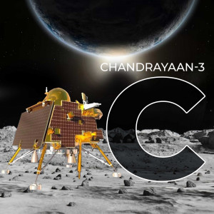 Illustration of the Chandrayaan-3 lander on the lunar surface