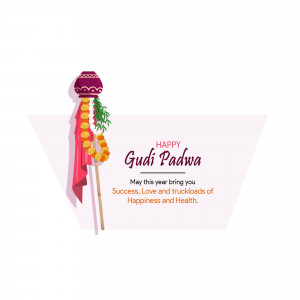Illustration of a Gudi Padwa flag with a festive greeting.