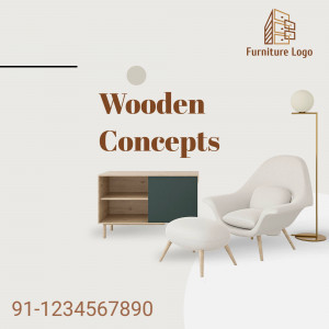 Modern furniture arrangement with wooden cabinet and armchair