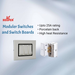 HOSPER Modular Switches - White switchboard with 2 switches and internal components