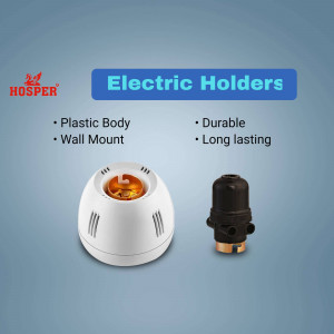 Image of HOSPER electric holders with plastic body and wall mount feature.