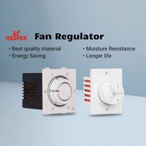 Two HOSPER fan regulators against a light blue background