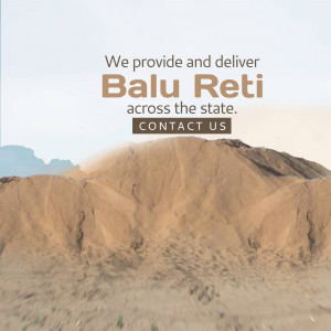 Image of a pile of Balu Reti with text promoting delivery across the state.
