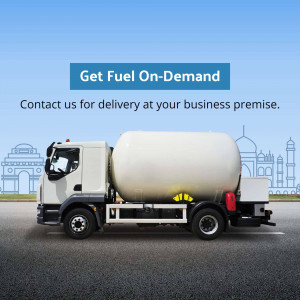 Fuel delivery truck with Taj Mahal in the background