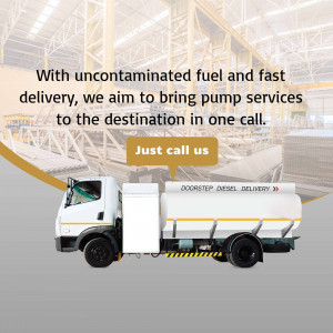 Fuel delivery truck with text promoting on-demand diesel services