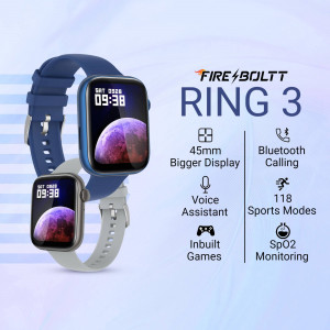 Fire-Bolt Ring 3 Smartwatch with blue and grey straps