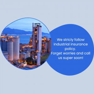 Image of an industrial plant with text promoting industrial insurance.