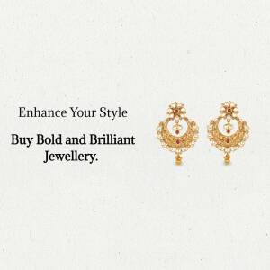 Pair of ornate gold jhumka earrings with red gemstone accents