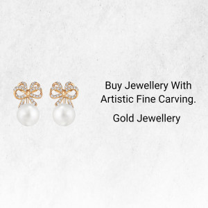 Gold earrings with pearl and bow design