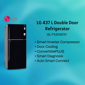 Black LG 437L Double Door Refrigerator with Smart Features
