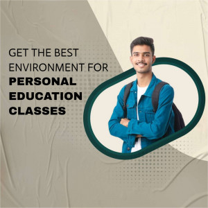 Young man with backpack promoting personal education classes