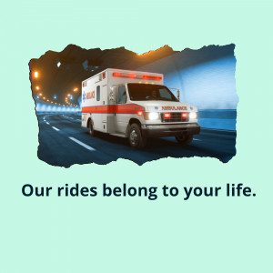 Ambulance speeding on a highway at night