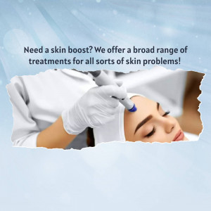 Close-up of a skin treatment procedure with a microdermabrasion pen.