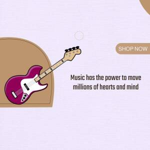 Illustration of a purple electric guitar with the text 'Music has the power to move millions of hearts and mind'