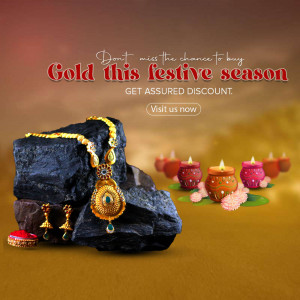 Gold jewelry with festive decorations and discount offer