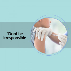 Image of an arm being vaccinated with a syringe, promoting responsible behavior.