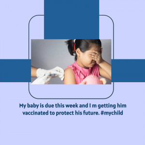 A young child receiving a vaccination, looking distressed.