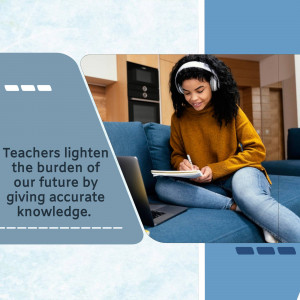 A young woman with headphones studying on a laptop at home.