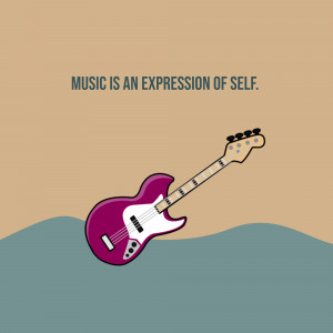 Illustration of an electric guitar with the text 'Music is an Expression of Self'