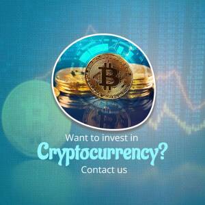Image of Bitcoin coins with a financial chart and text promoting cryptocurrency investment.