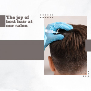 Close-up of a hair treatment being applied to a client's scalp at a salon.