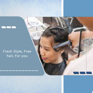 A woman getting her hair straightened at a salon.