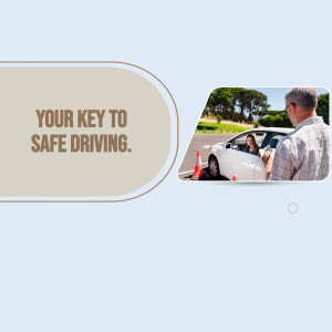 Driving instructor with student during a driving test