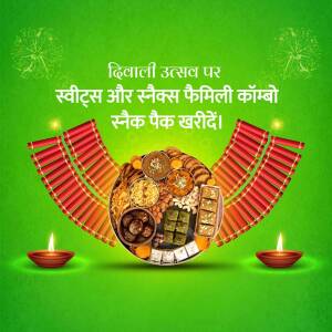 Diwali sweets and snacks combo offer with firecrackers and diyas